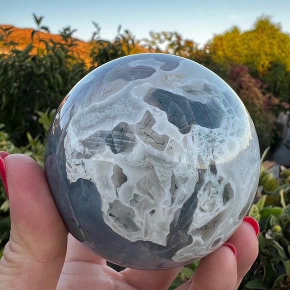 Quartzy Colorful Moss Agate Sphere - Picture 5 of 9